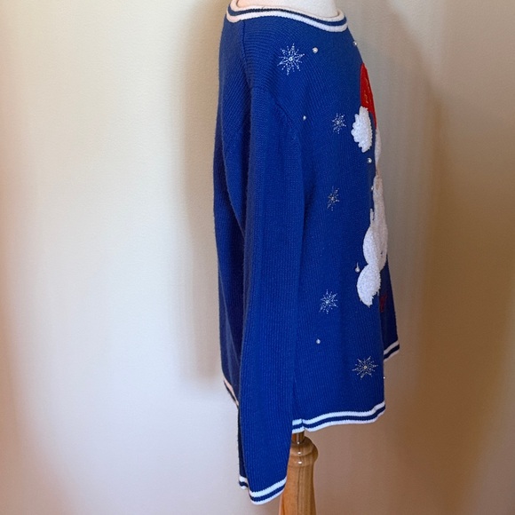 EUC~Woman’s Medium Ugly Blue Santa Christmas Sweater - Picture 2 of 9